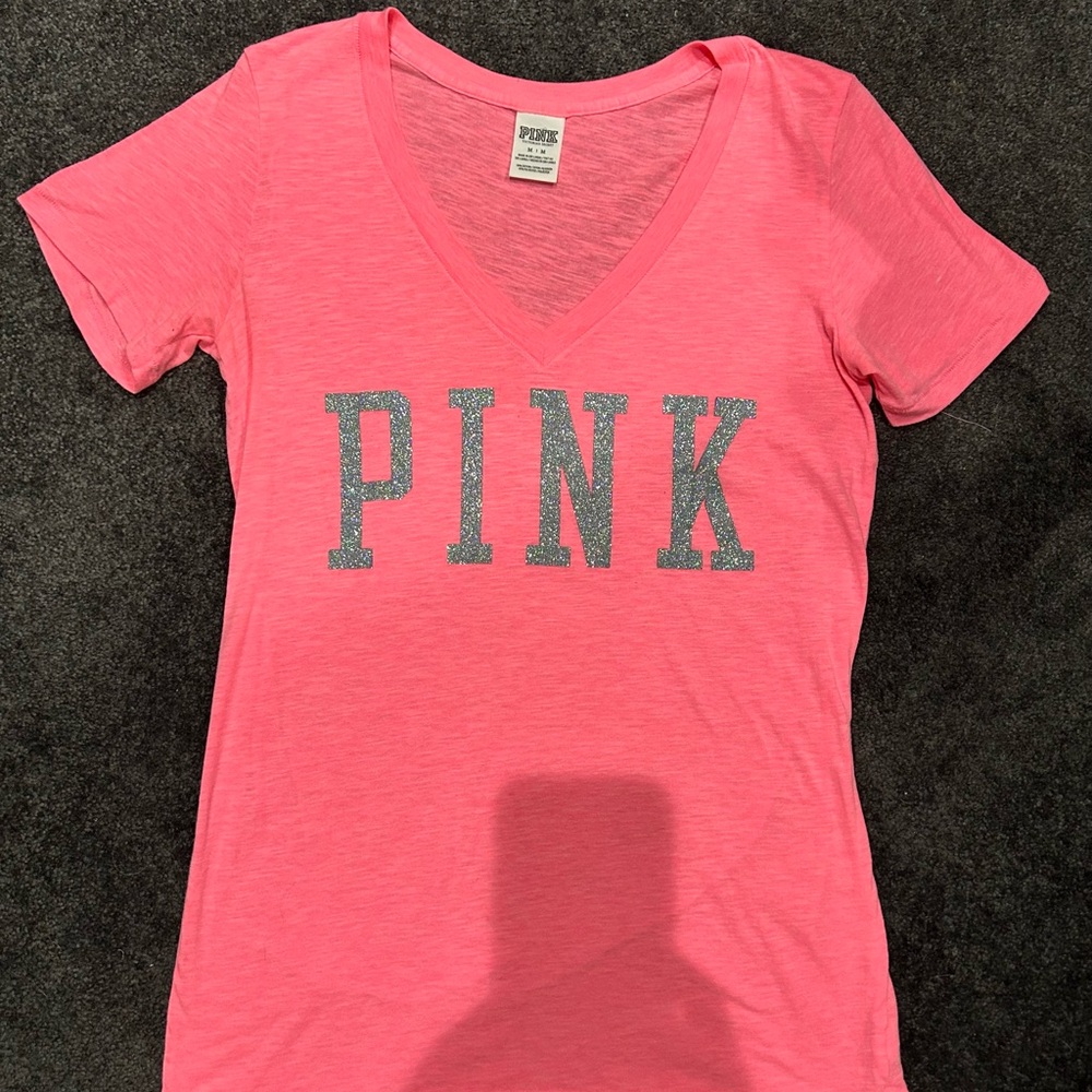 PINK Victoria's Secret Coral V-Neck Tee
